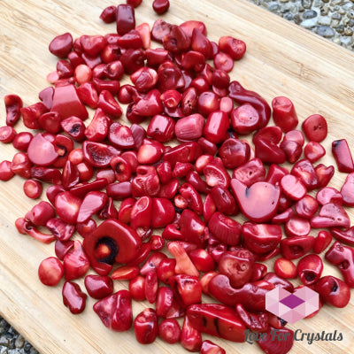Red Coral Crystal Chips In A Bag 100G Pouch Tumbled