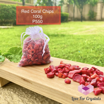 Red Coral Crystal Chips In A Bag Tumbled
