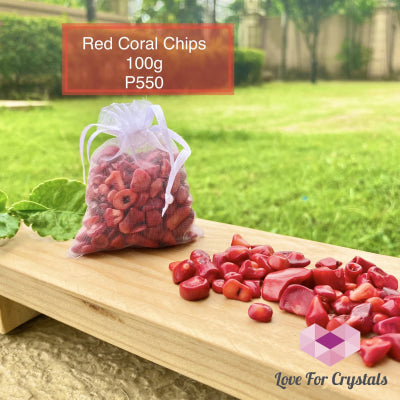 Red Coral Crystal Chips In A Bag Tumbled