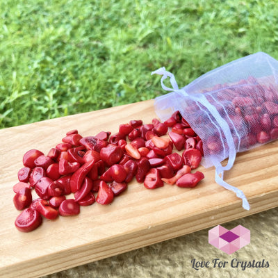 Red Coral Crystal Chips In A Bag Tumbled