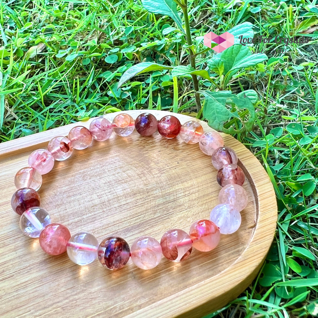 Red Hematoid Fire Quartz 8Mm Bracelet