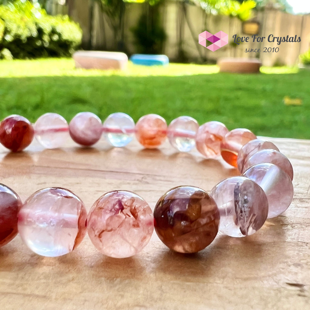 Red Hematoid Fire Quartz 8Mm Bracelet 6.5