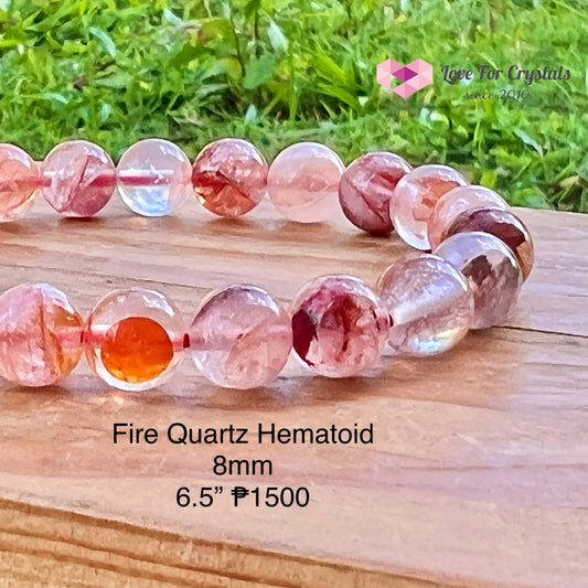 Red Hematoid Fire Quartz 8Mm Bracelet