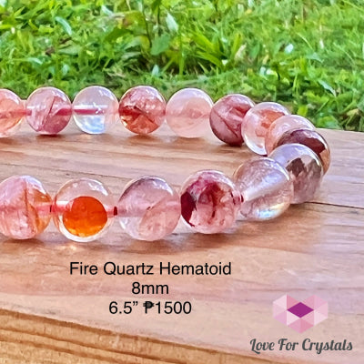 Red Hematoid Fire Quartz 8Mm Bracelet