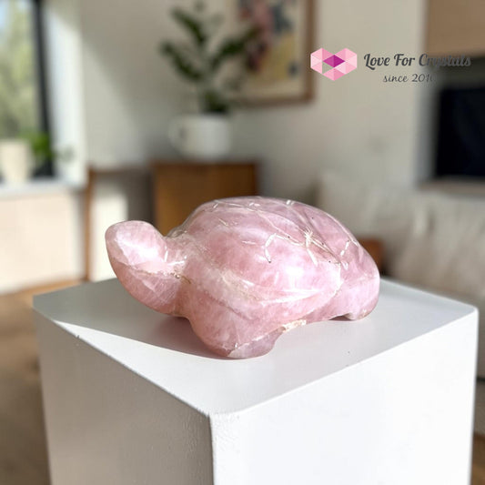Rose Quartz Carved Turtle/Tortoise - 85g 45mm