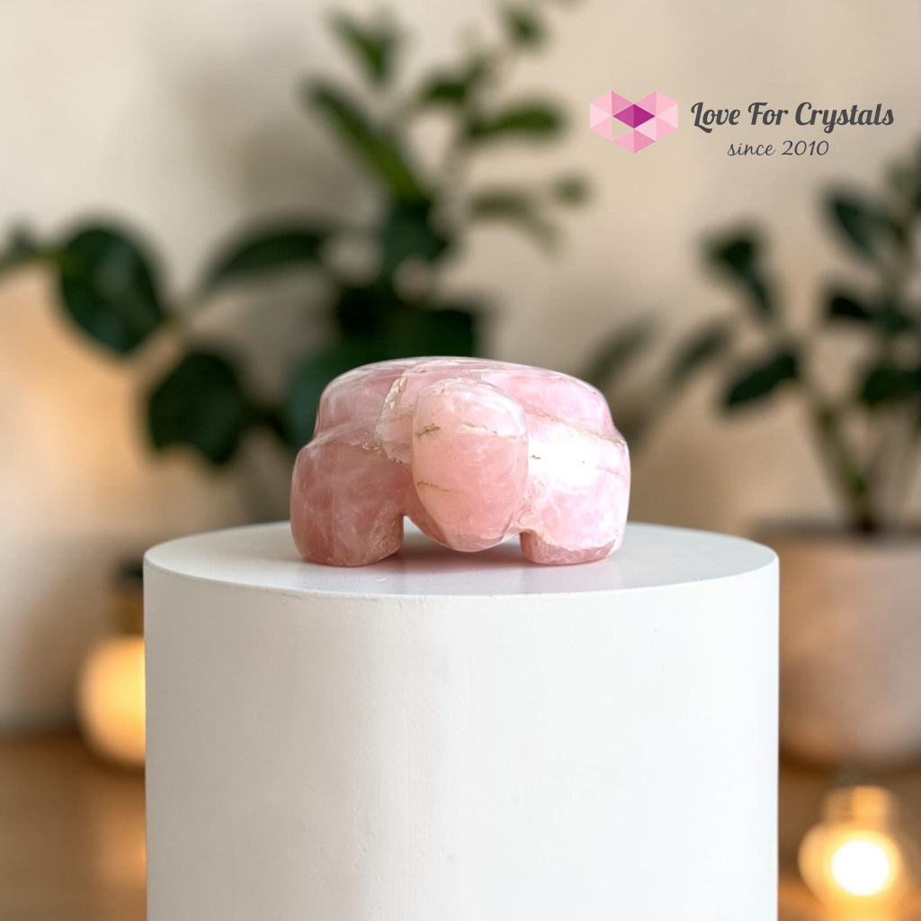 Rose Quartz Carved Turtle/Tortoise - 85g 45mm