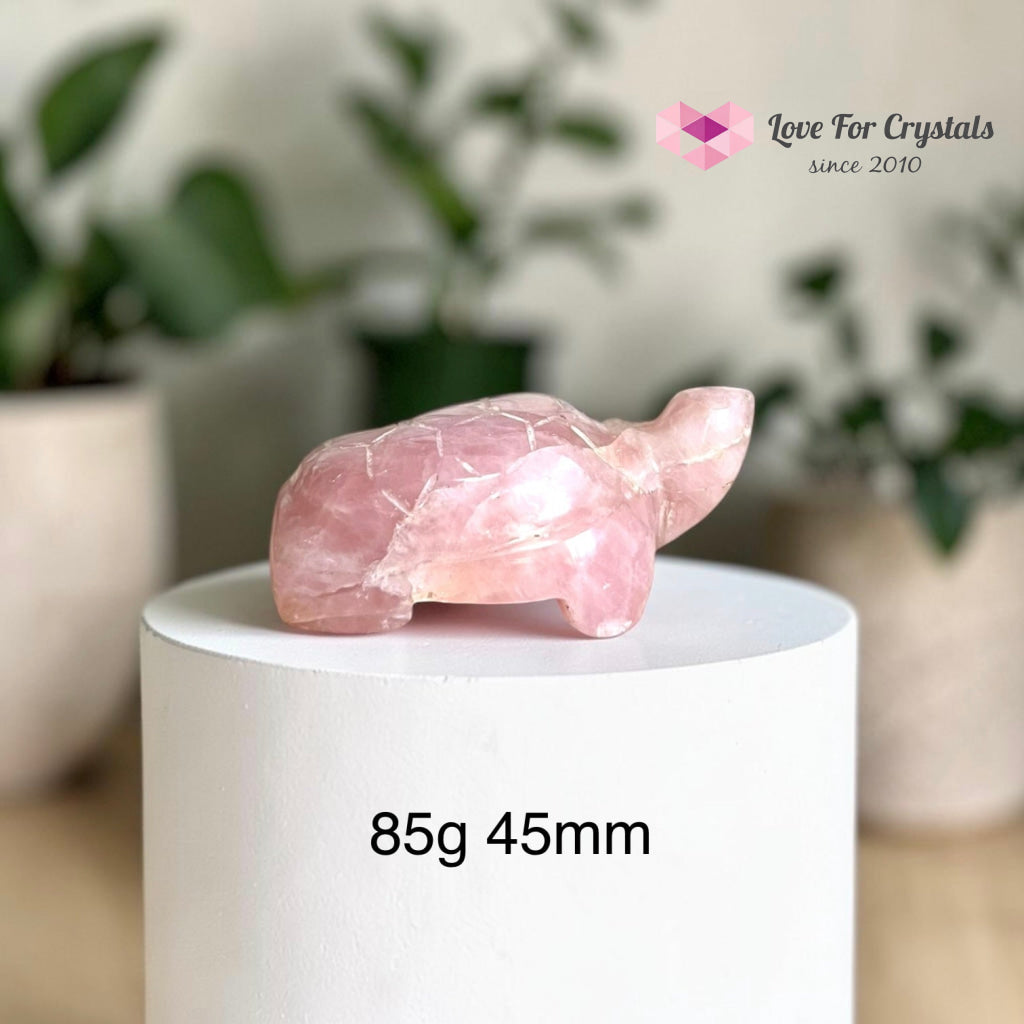 Rose Quartz Carved Turtle/Tortoise - 85g 45mm
