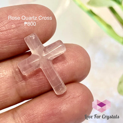 Rose Quartz Cross (Shimmer And Gems) Polished