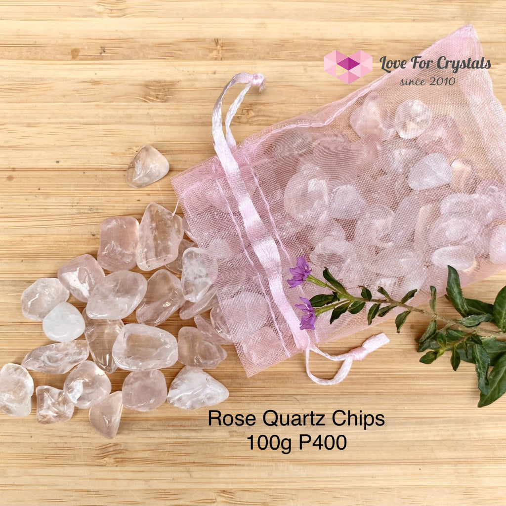 Rose Quartz Crystal Chips (100Gms) Per 100Gm In A Pouch