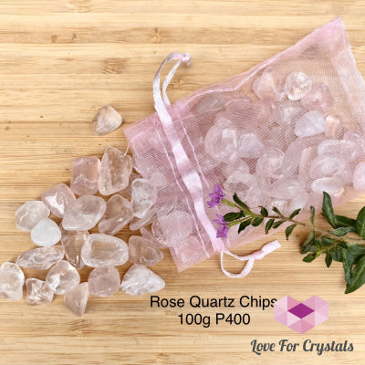 Rose Quartz Crystal Chips (100Gms) Per 100Gm In A Pouch