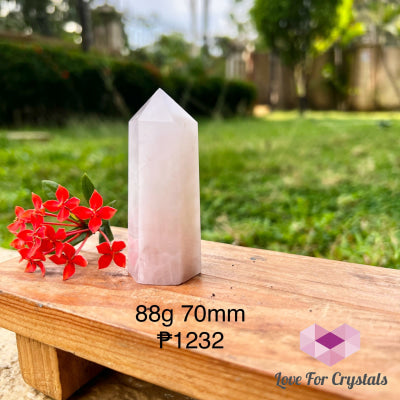 Rose Quartz Crystal Point (Brazil) Standing 88G 70Mm Points