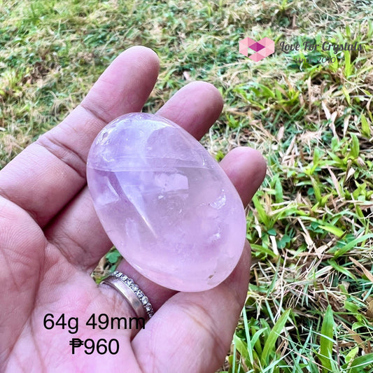 Rose Quartz Gallet Palmstone (Madagascar) Aaa Grade 64G 49Mm Polished Stones