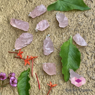 Rose Quartz Raw Crystal Pendant (Brazil) 20-35Mm