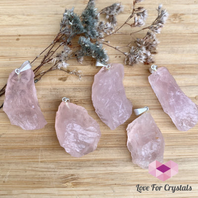 Rose Quartz Raw Crystal Pendant (Brazil) 20-35Mm