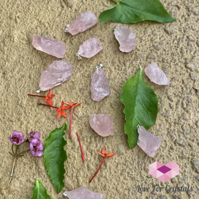 Rose Quartz Raw Crystal Pendant (Brazil) 20-35Mm