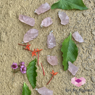 Rose Quartz Raw Crystal Pendant (Brazil) 20-35Mm