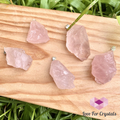 Rose Quartz Raw Crystal Pendant (Brazil) 20-35Mm