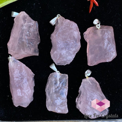 Rose Quartz Raw Crystal Pendant (Brazil)