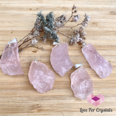 Rose Quartz Raw Crystal Pendant (Brazil) 20-35Mm