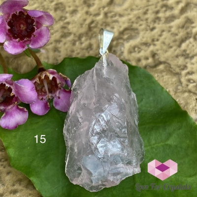Rose Quartz Raw Crystal Pendant (Brazil) 20-35Mm Photo 15