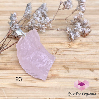 Rose Quartz Raw Crystal Pendant (Brazil) 20-35Mm Photo 23