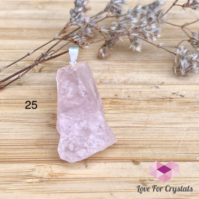 Rose Quartz Raw Crystal Pendant (Brazil) 20-35Mm Photo 25