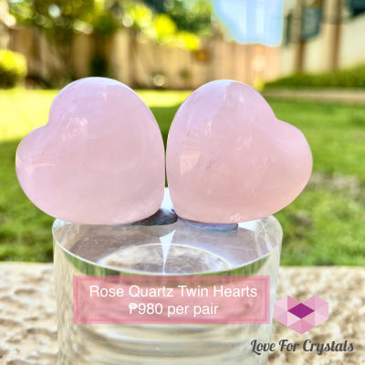Rose Quartz Twin Hearts (Per Pair)
