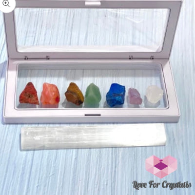 Selenite Wand Stick With 7 Chakra Raw Stones Gift Set Crystal