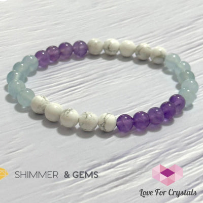 Sleep Well Remedy Bracelet (Howlite Aquamarine & Amethyst 6Mm) - Shimmer Gems