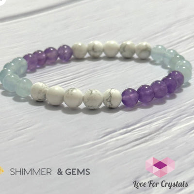 Sleep Well Remedy Bracelet (Howlite Aquamarine & Amethyst 6Mm) - Shimmer Gems