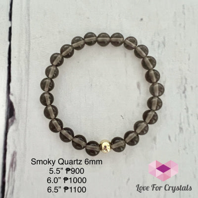 Smoky Quartz 6Mm Bracelet With 14K Goldfilled Bead 6.5” Bracelets