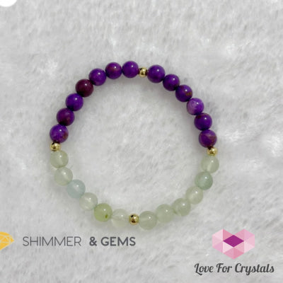 Snake Animal Zodiac 2024 Goodluck Bracelet (Purple Mica & Peridot) Feng Shui 6Mm 5.5” Bracelets