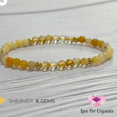 Solar Plexus Chakra Confidence Remedy Bracelet With Stainless Steel Beads (Citrine Yellow Jade &