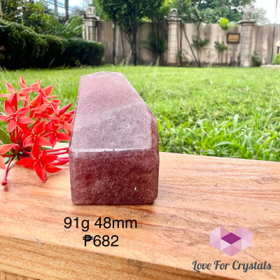 Strawberry Quartz Freeform Crystal 91G 48Mm Polished Stones