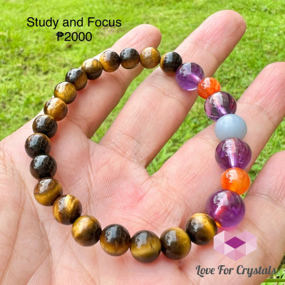 Study And Focus Remedy Bracelet (Tigers Eye Amethyst Carnelian & Angelite) Bracelets