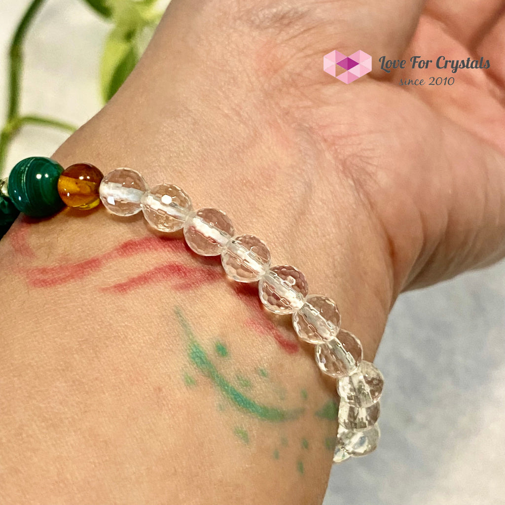 Success Bracelet (Malachite Clear Quartz Amber With 14K Gold Filled Beads Bracelets