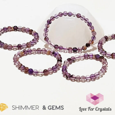 Super 7 Healing Bracelet 6Mm With 14K Rose Gold Filled Beads
