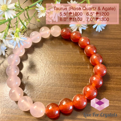 Taurus Zodiac Remedy Bracelet (Rose Quartz & Agate) Enhancement Series 5.5 (Small)