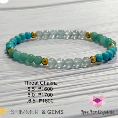 Throat Chakra Communication Remedy Bracelet 4Mm With Stainless Steel Beads (Turquoise Amazonite &