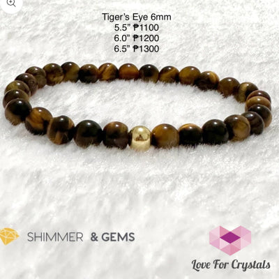 Tiger’s Eye 6Mm Bracelet With 14K Gold Filled Bead Bracelets