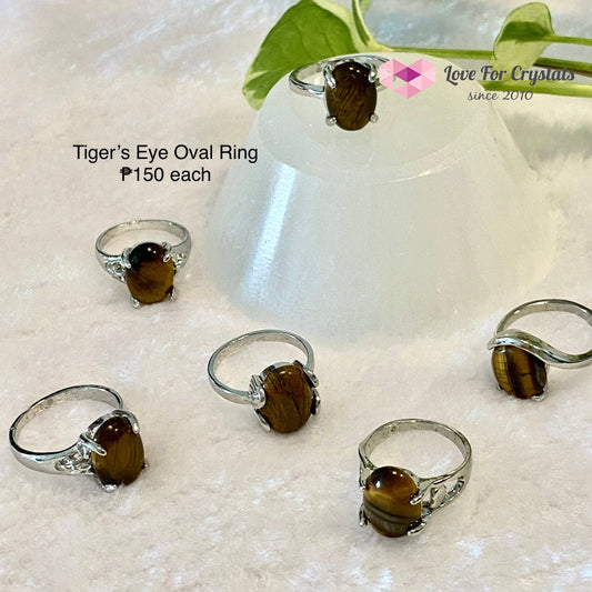 Tigers Eye Oval Ring (Zinc Alloy Metal) Size 6