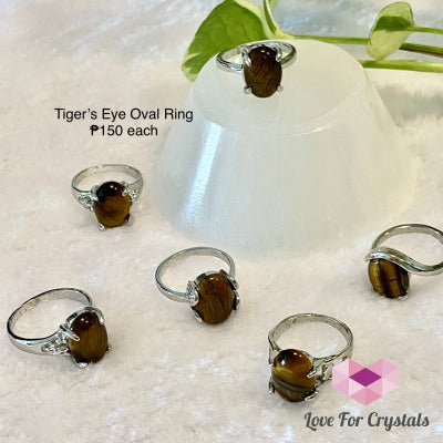 Tigers Eye Oval Ring (Zinc Alloy Metal) Size 6