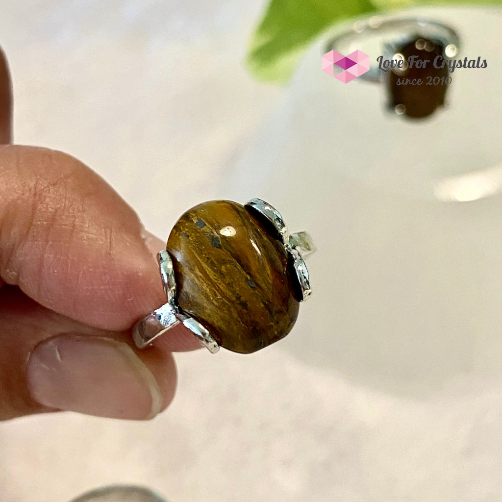 Tigers Eye Oval Ring (Zinc Alloy Metal) Size 6.5