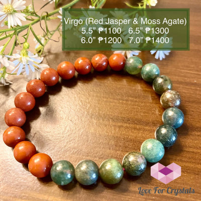 Virgo Zodiac Remedy Bracelet (Moss Agate & Red Jasper) 23 Aug-22 Sept 5.5 (Small)