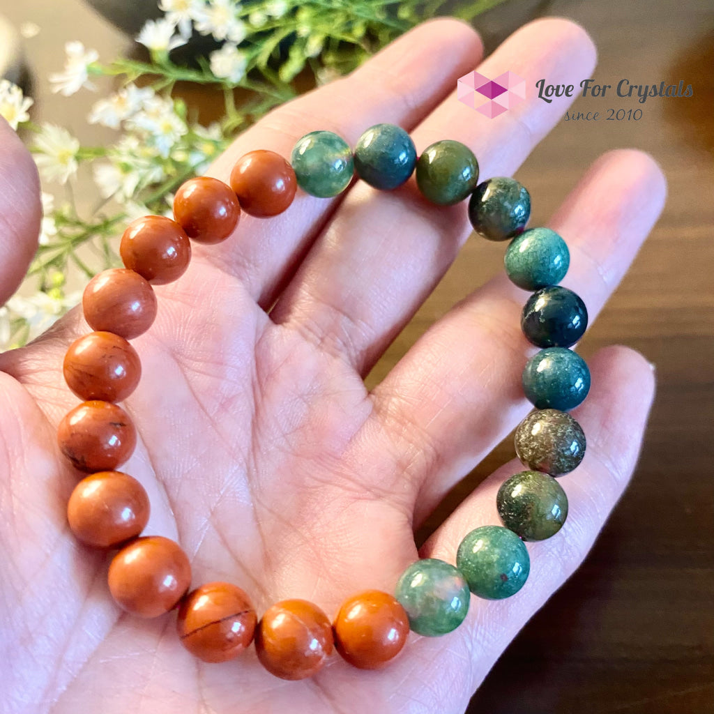 Virgo Zodiac Remedy Bracelet (Moss Agate & Red Jasper) 23 Aug-22 Sept 6.5 (Large)