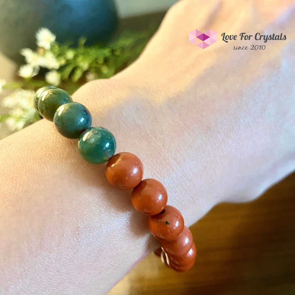 Virgo Zodiac Remedy Bracelet (Moss Agate & Red Jasper) 23 Aug-22 Sept 6 (Medium)