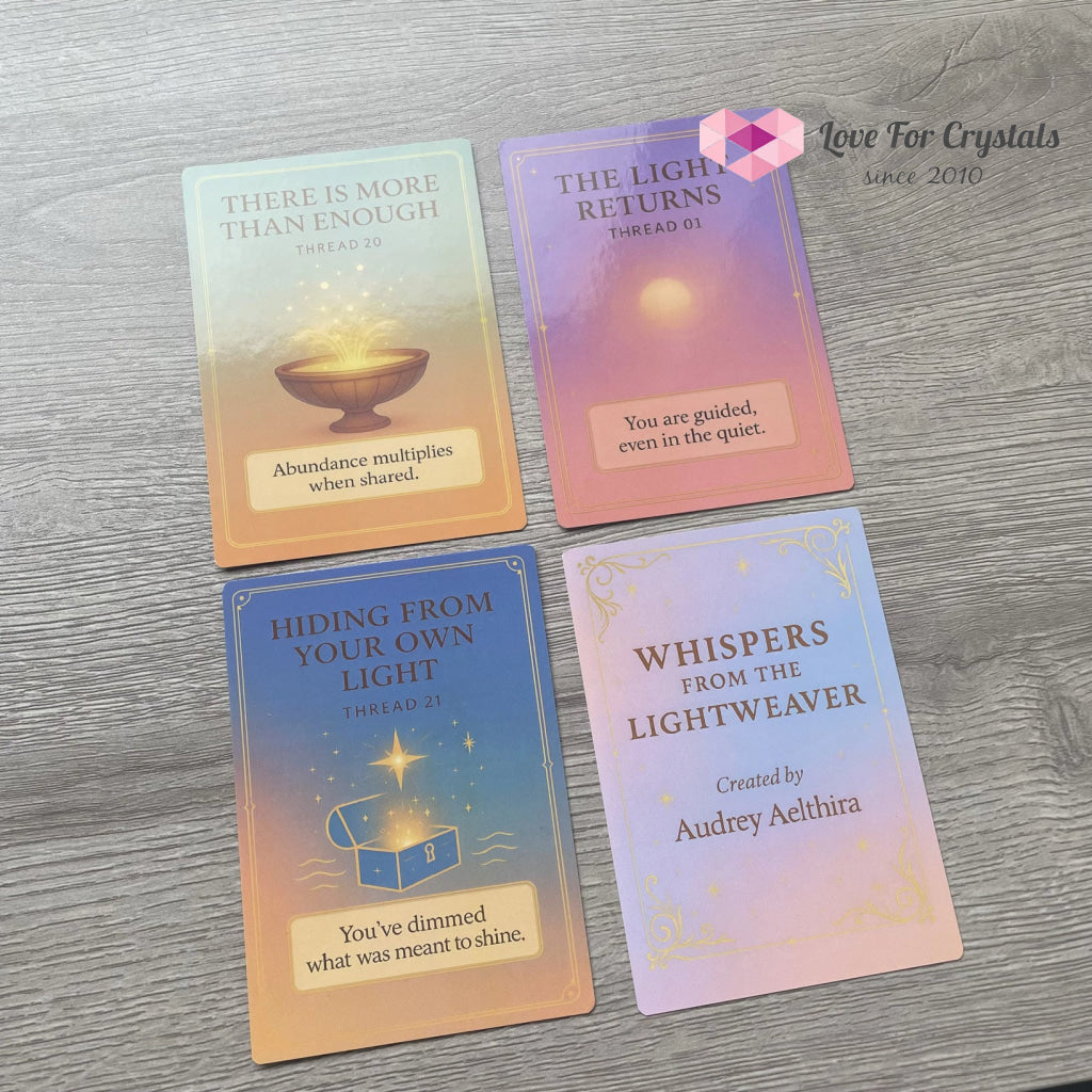 Whispers from the Lightweaver An Oracle Card Deck by Audrey Aelthira (Pre-Order) with FREE Crystal Wish Tree Bottle
