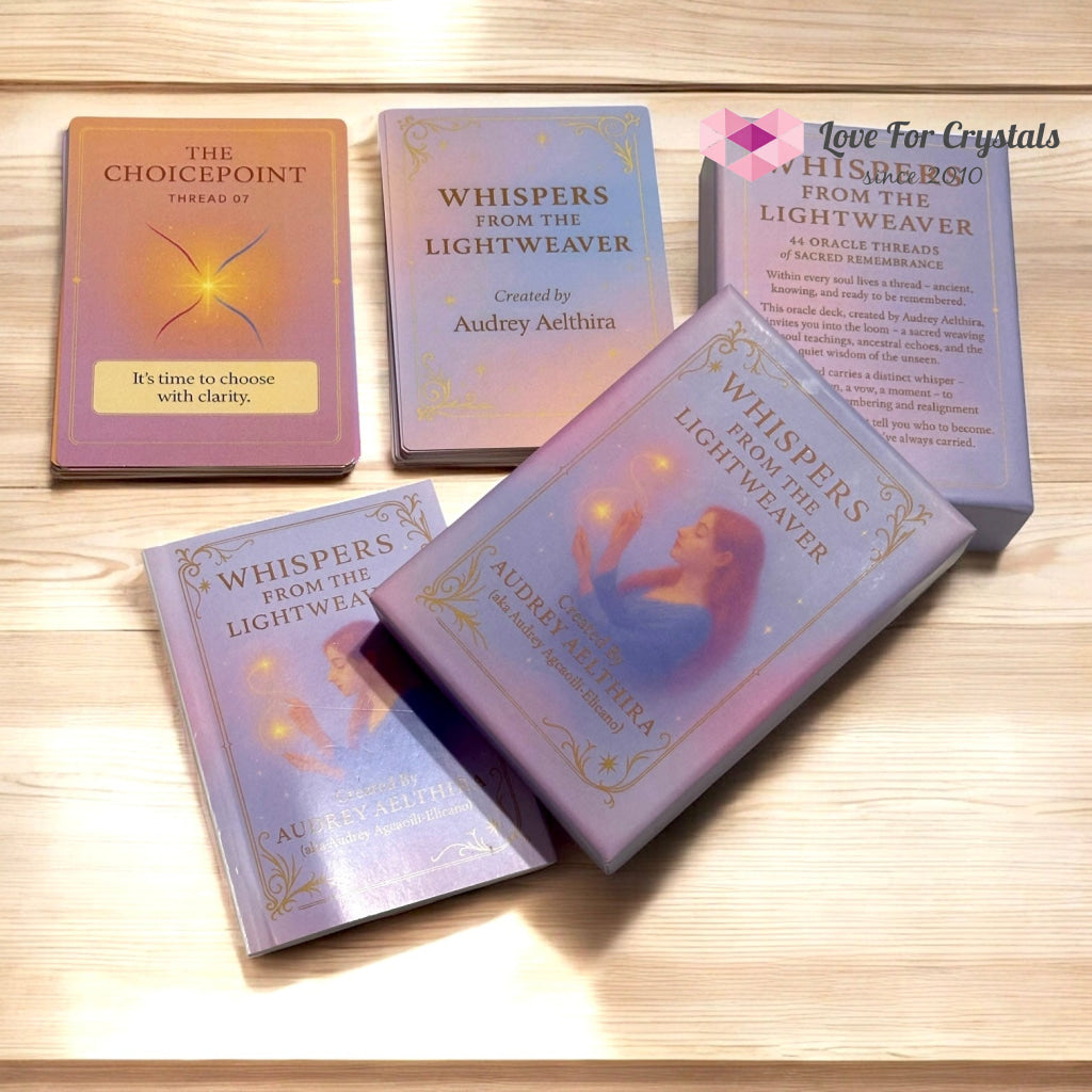 Whispers from the Lightweaver An Oracle Card Deck by Audrey Aelthira (Pre-Order) with FREE Crystal Wish Tree Bottle