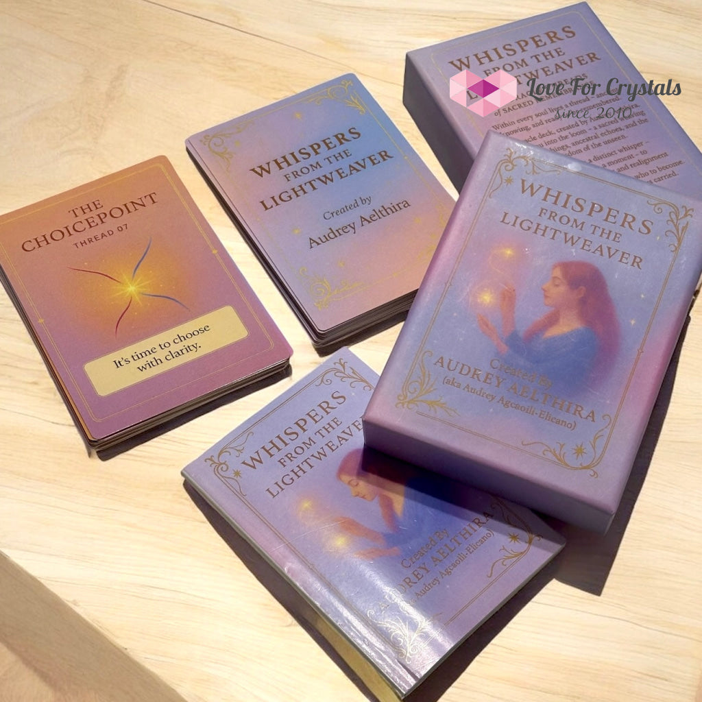 Whispers from the Lightweaver An Oracle Card Deck by Audrey Aelthira (Pre-Order) with FREE Crystal Wish Tree Bottle