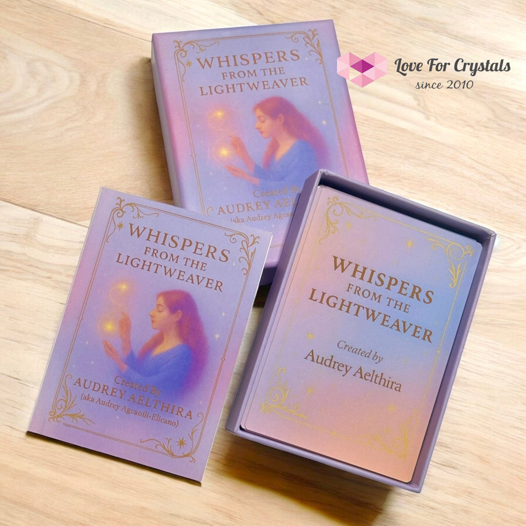 Whispers from the Lightweaver An Oracle Card Deck by Audrey Aelthira (Pre-Order) with FREE Crystal Wish Tree Bottle